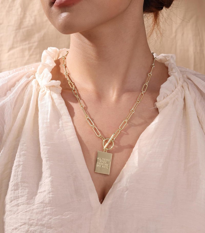 Moodear Cross Necklace for Women Trendy Chunky 14K Gold Plated/Silver Plated Cross Pendant Necklace Toggle Clasp Paperclip Chain Dainty Charm Necklace Fashion Religious Simple Jewelry Christian Gifts for Women - Image 3